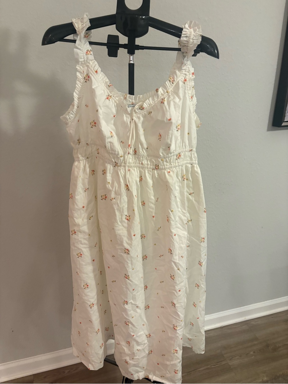 Old Navy Cream Floral Ruffled-Strap Cotton Sundress (maternity)